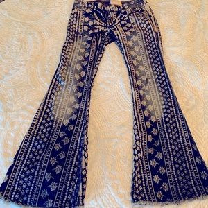 Free People size 27 Flared Printed Jeans